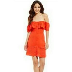 Sugarlips Mini Dress Off The Shoulder Red Embroidered Women's Size Large